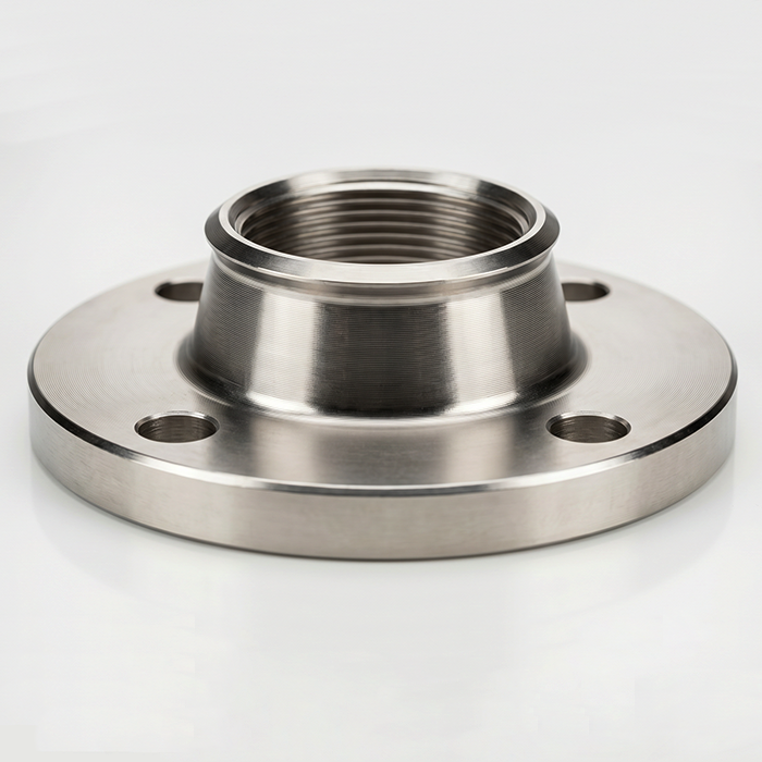 Female thread titanium flange with neck